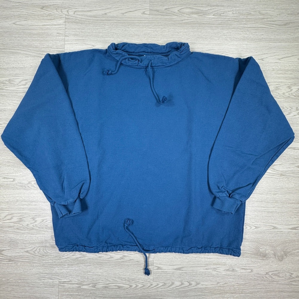 Kellsport Men's Pullover Funnel Neck Sweatshirt Blue L/XL Made in USA Cotton